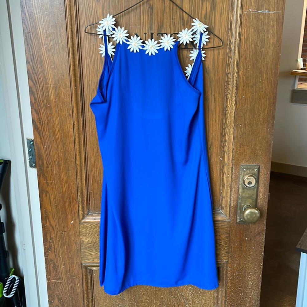 Blue dress with flower collar